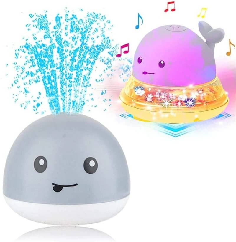 baby bath toys whale automatic spray water bath toy with led light