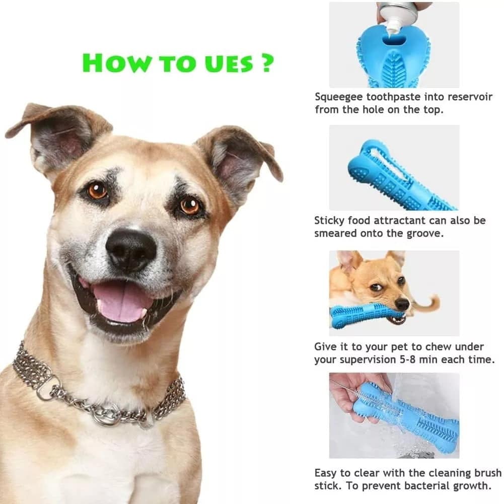dog toothbrush rubber toy natural pet dental care brushing stick 2