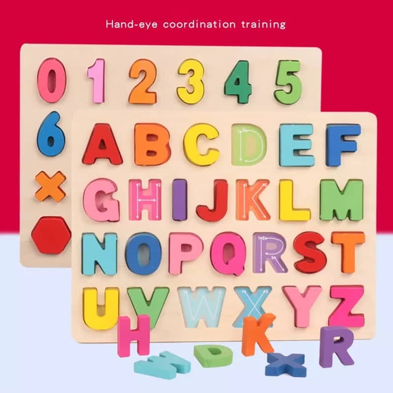 kids wooden 3d alphabet numbers board early educational toys for toddler 2