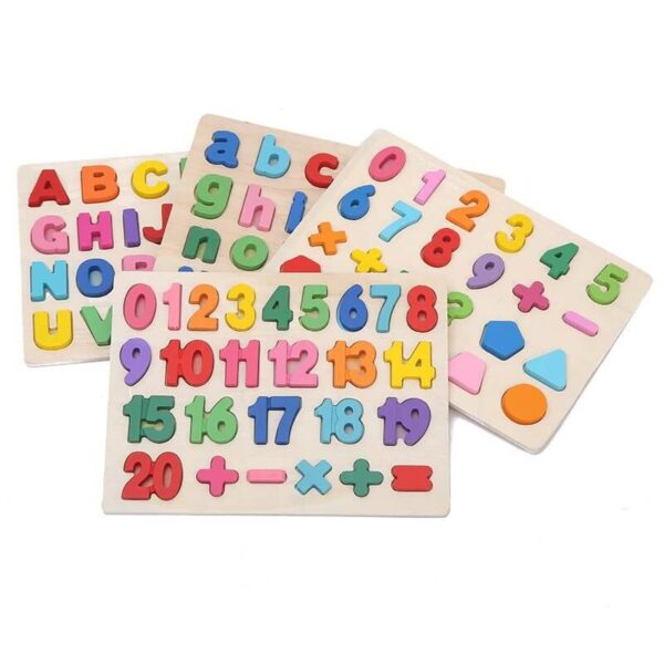Kids Wooden 3D Alphabet Board Baby Letters Digits Montessori Early Learning