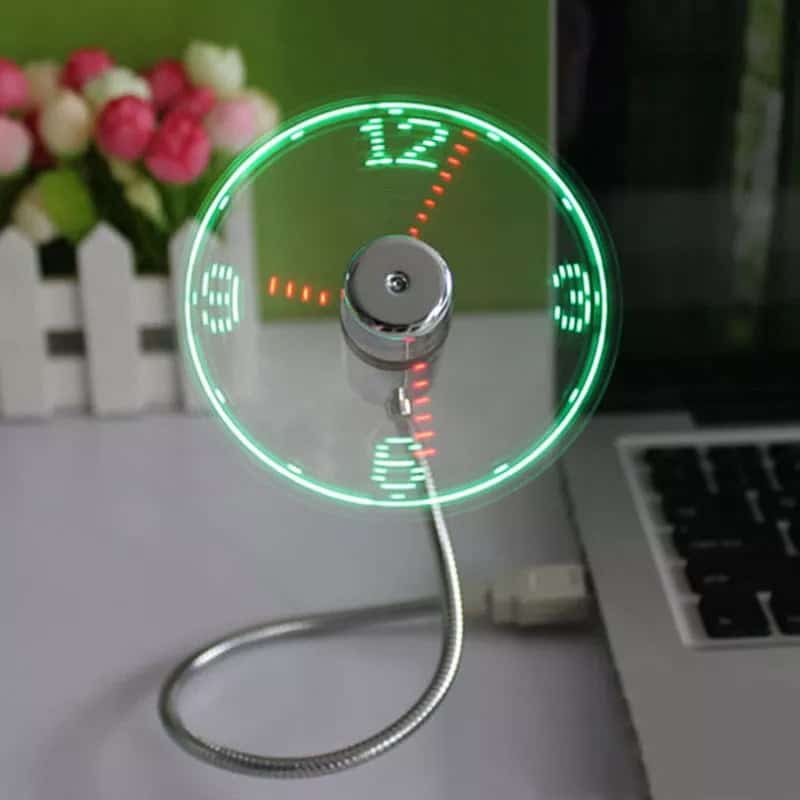 mini flexible usb fan with real time clock and temperature display 2