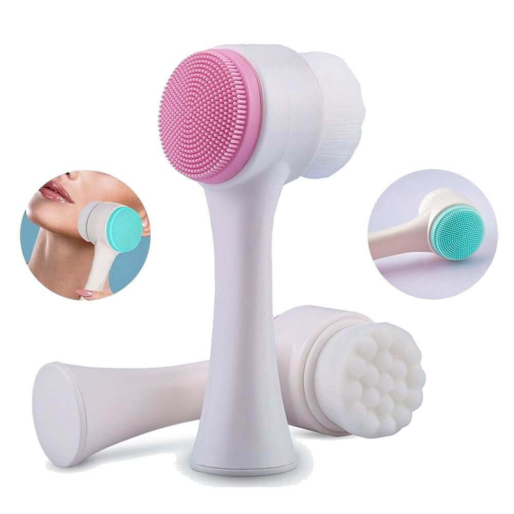 3D Double Sides Multifunctional Silicone Face Cleanser Facial Cleansing Brush Portable Face Cleaning Massage Tool Facial