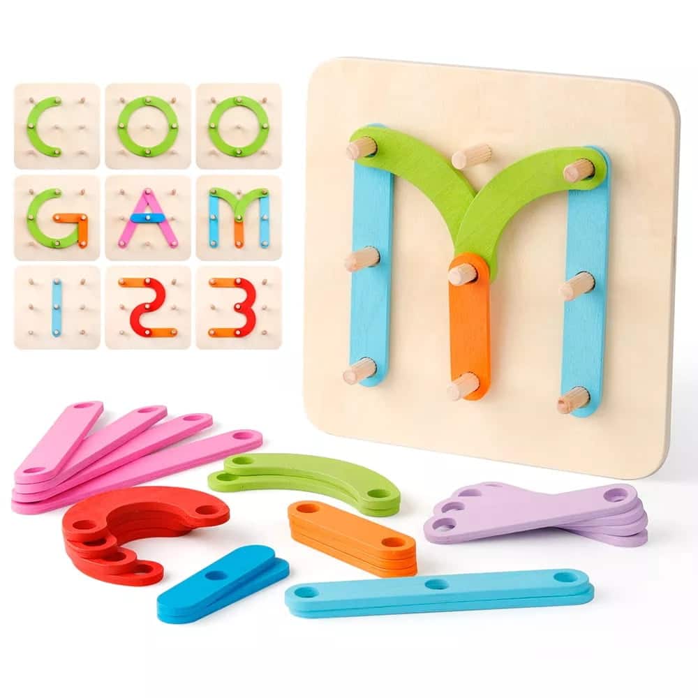 wooden letter numbers puzzle stacking toy early educational toys for toddler