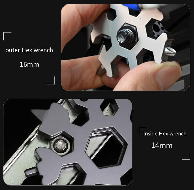 18 in 1 snowflake multi tool wrench outdoor portable keychain screwdriver 9