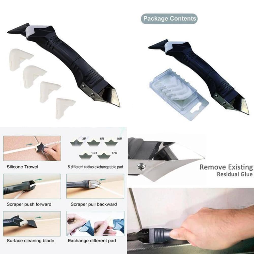 3 in 1 silicone caulking tool sealant finishing tool set grout remove scraper 7