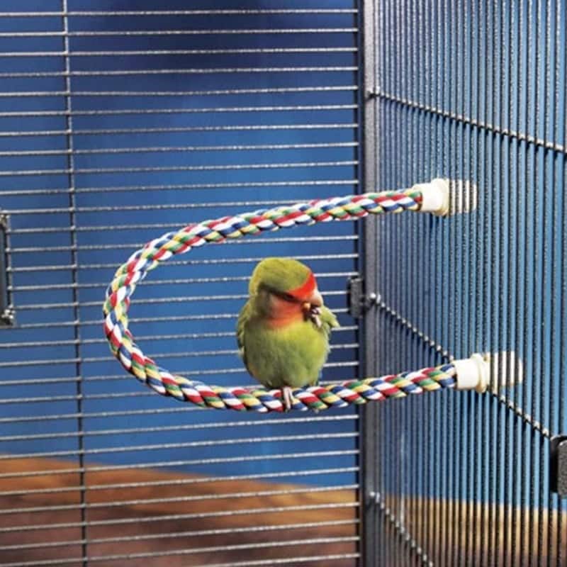 bird spiral rope perch cotton parrot swing climbing standing toy