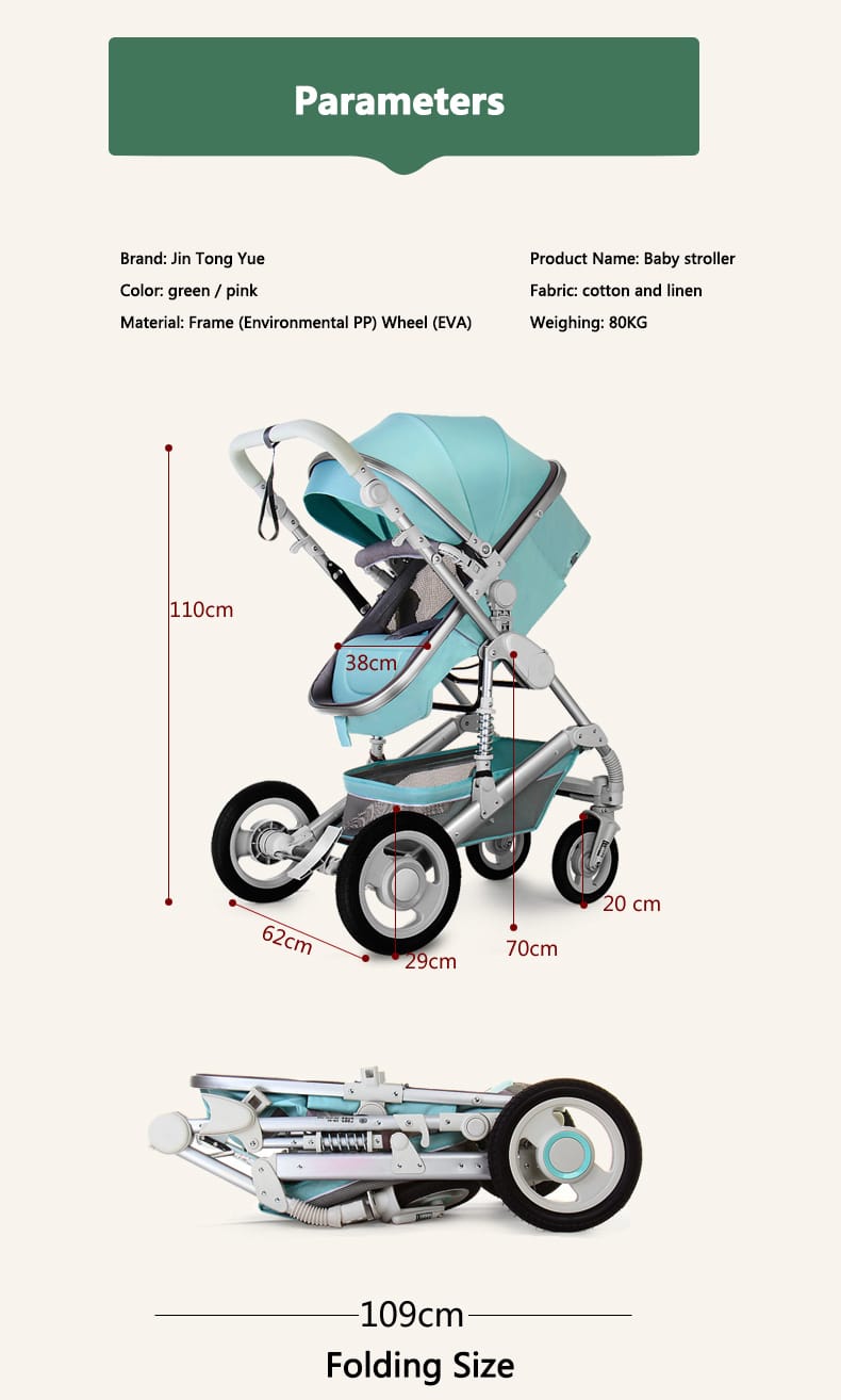 high landscape baby stroller 3 in 1 with car seat 5