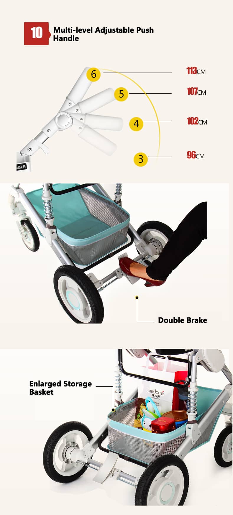 high landscape baby stroller 3 in 1 with car seat 8