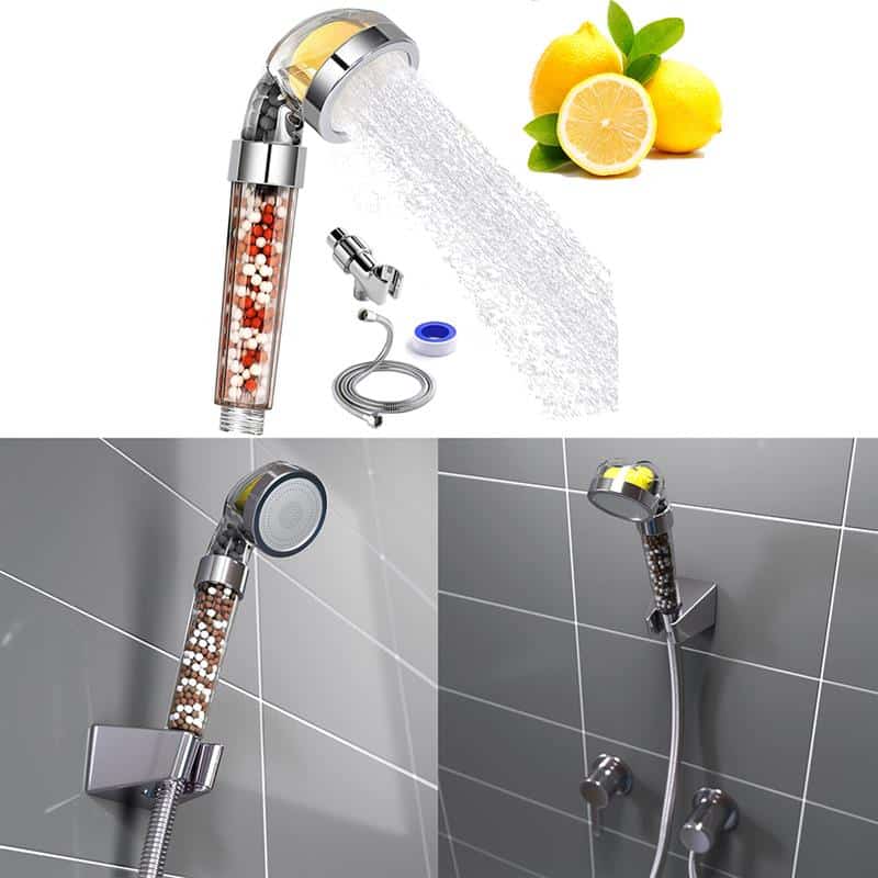 ionic shower head with beads filtered high pressure water saving showerhead