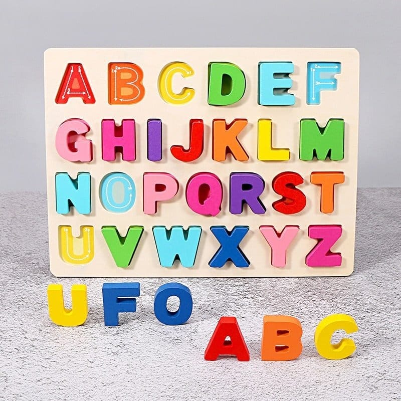 kids wooden 3d alphabet numbers board early educational toys for toddler 13