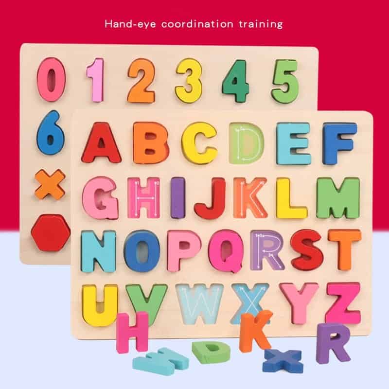 kids wooden 3d alphabet numbers board early educational toys for toddler 7