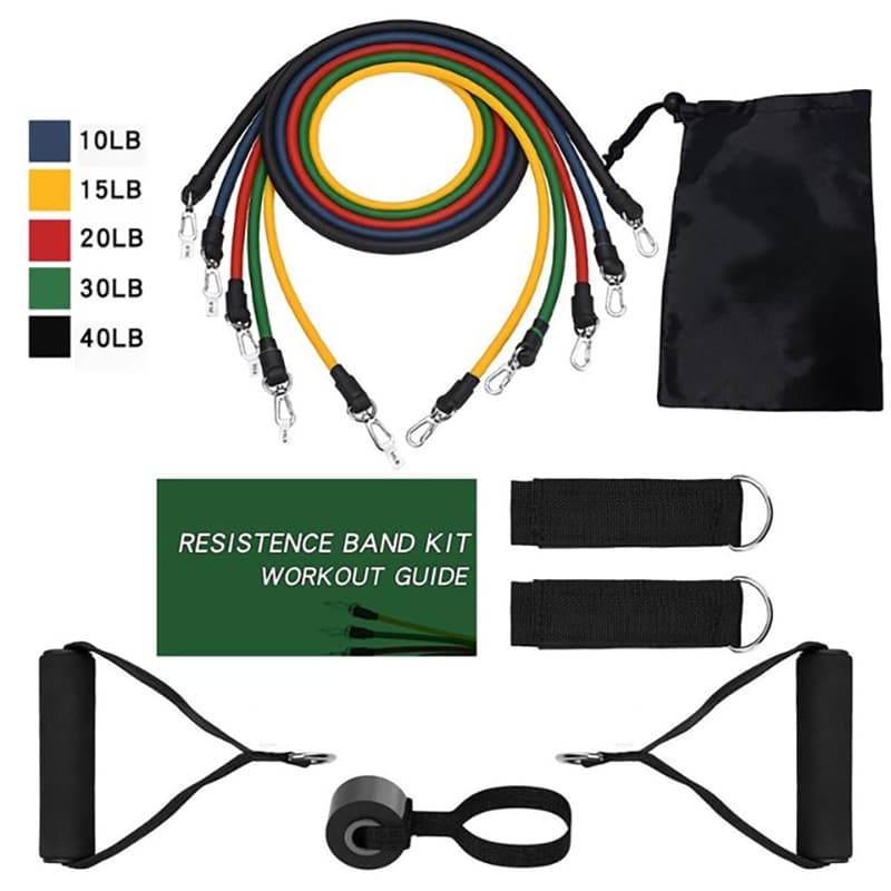 latex tube resistance bands 11 pcs with handles and door anchors 6