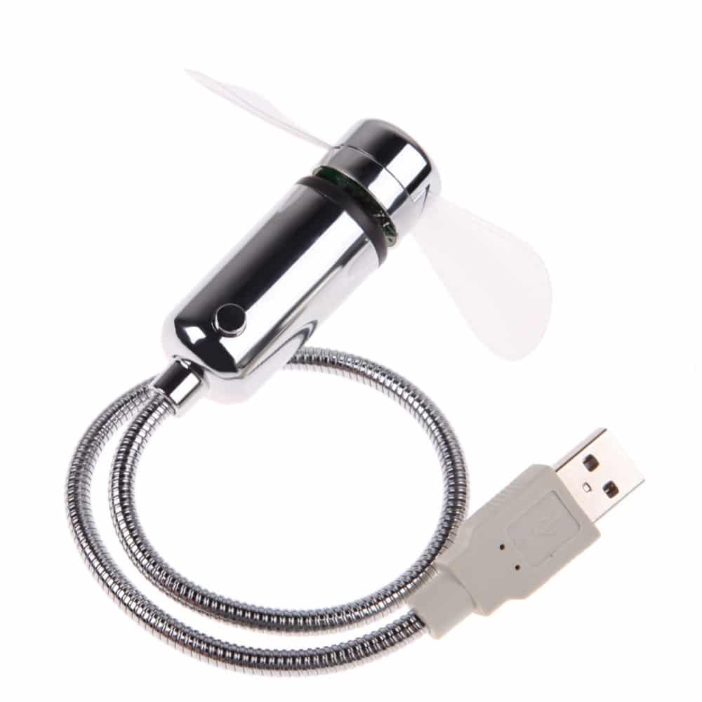 mini flexible usb fan with real time clock and temperature display