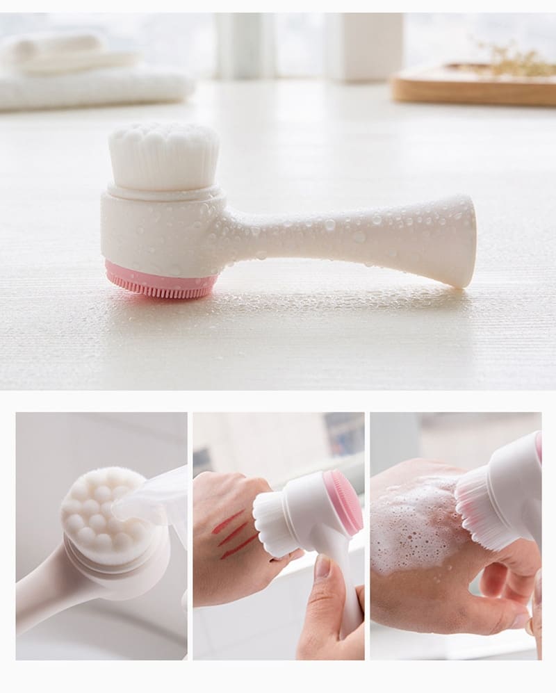 multifunctional face cleanser brush double sided silicone and fiber 4