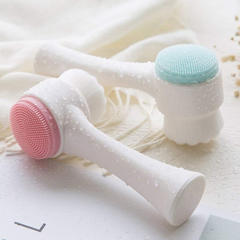 multifunctional face cleanser brush double sided silicone and fiber