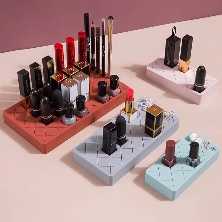 silicone lipstick organizer cosmetic multi grid storage box 5