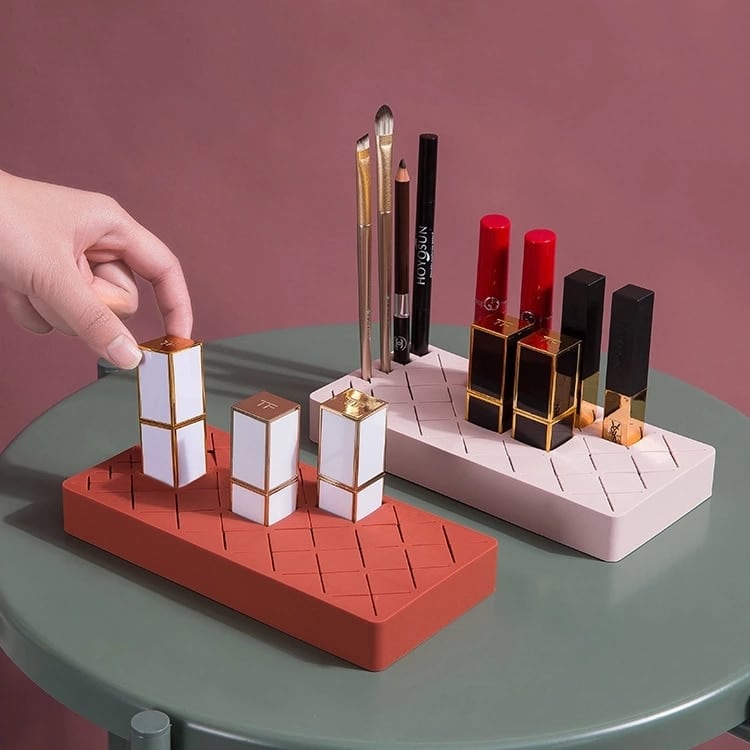 silicone lipstick organizer cosmetic multi grid storage box 6