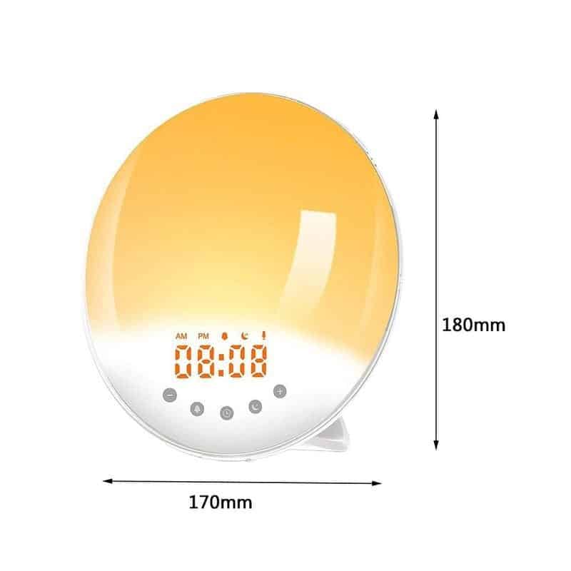 smart wake up light sunrise sunset simulation alarm clock 14