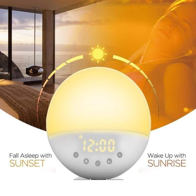 smart wake up light sunrise sunset simulation alarm clock 7