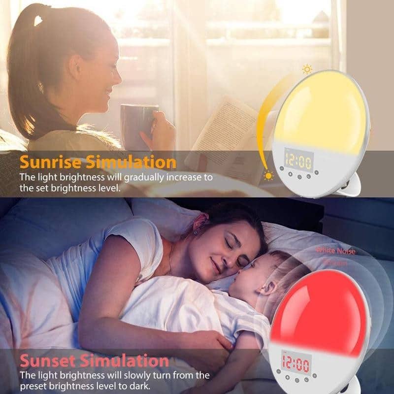 smart wake up light sunrise sunset simulation alarm clock