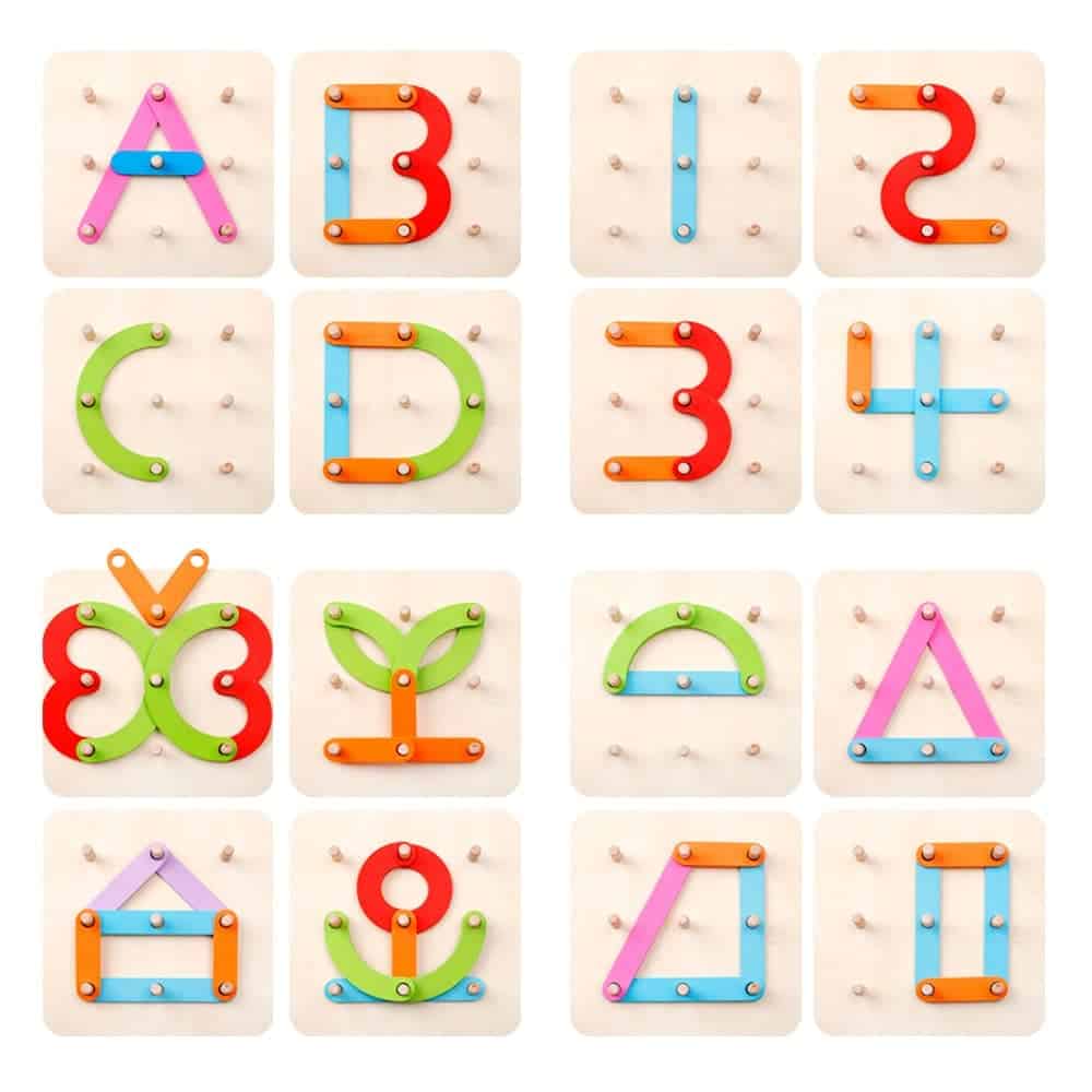 wooden letter numbers puzzle stacking toy early educational toys for toddler 4